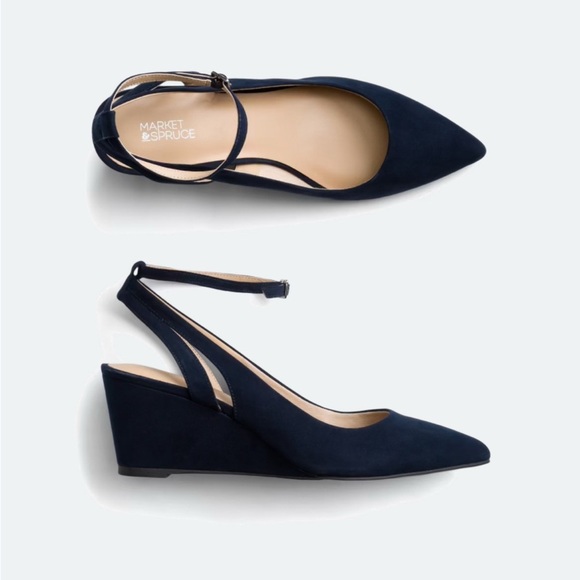Market & Spruce Billie Ankle Wrap Wedge - Picture 1 of 6